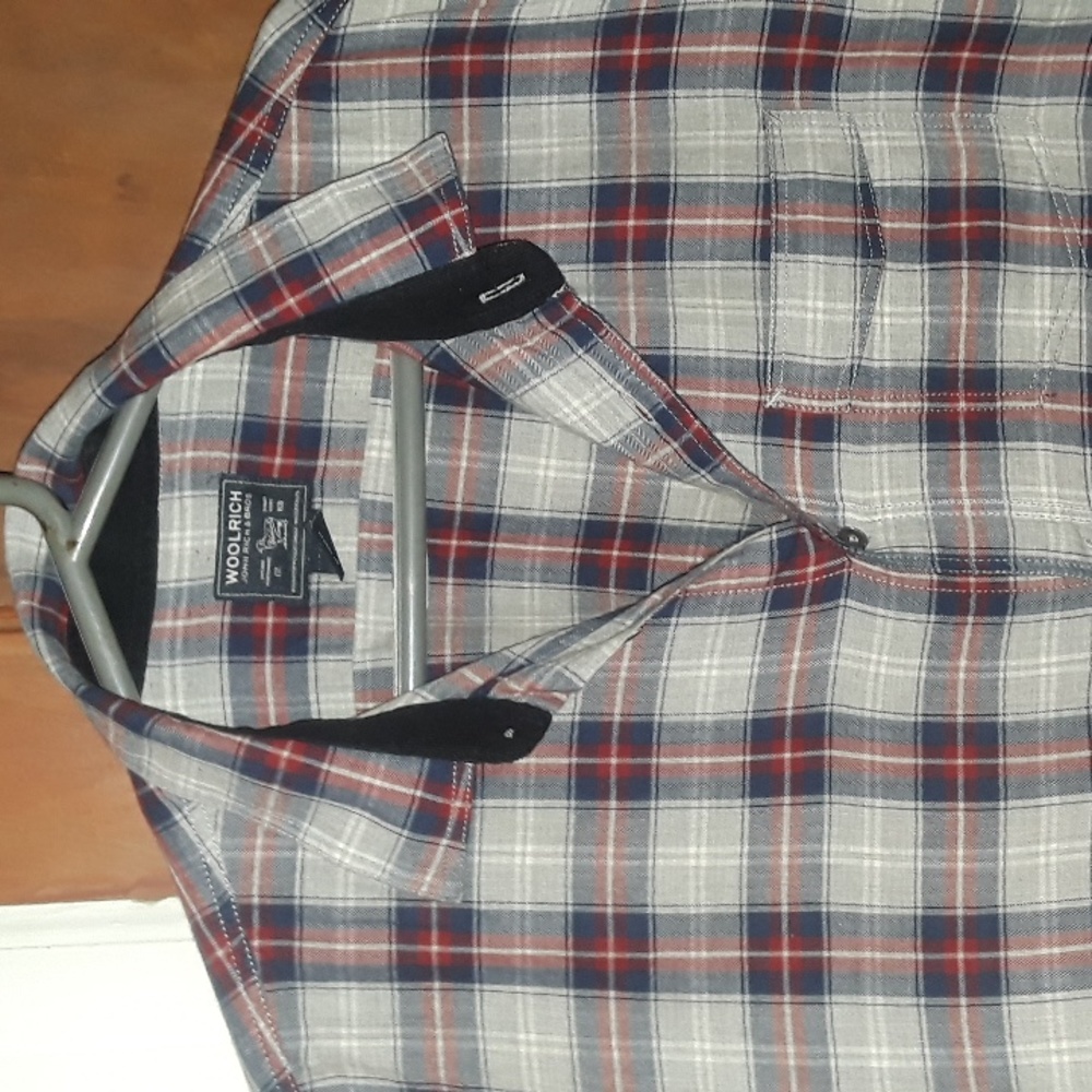 Red, White & Blue Striped Woolrich Long Sleeve Shirt, Size Large